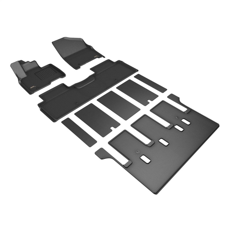 Kia Carnival Floor Mat Set - Front Rear and Third Row - 3D MAXpider - KAGU - Black - `25-`26